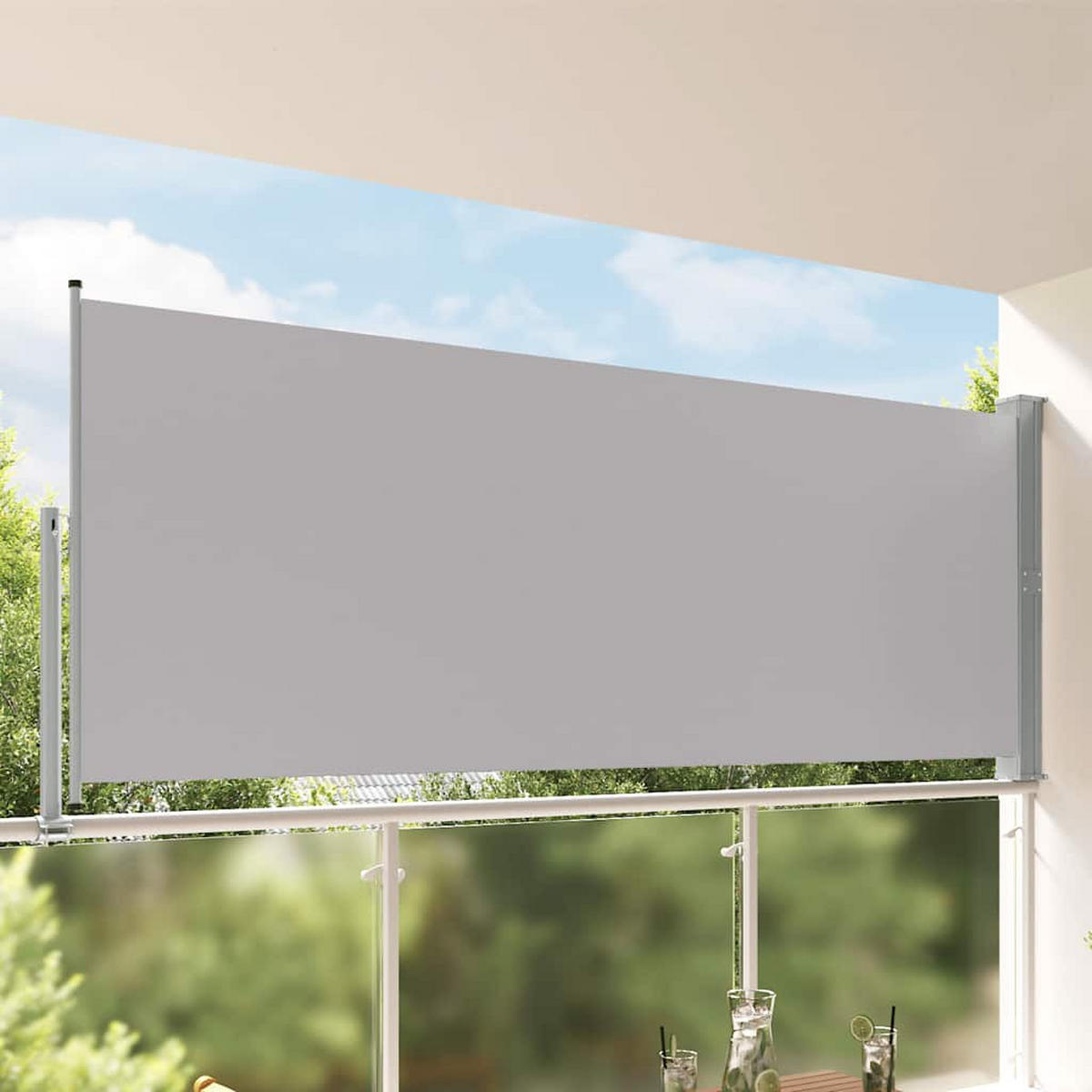 SEITENMARKISE Ausziehbare 140/300 Cm Grau - Grau, Textil (300/140cm) - vidaXL