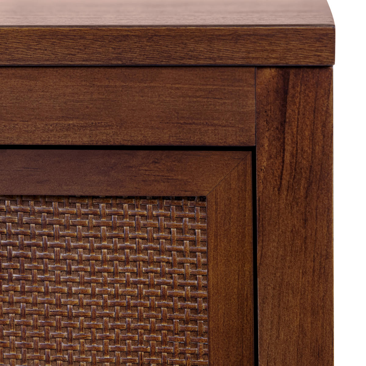 NACHTTISCH, 2 Schubladen, Rattan Front, 51cm, Braun - Braun, Holz (51/61/41cm) - Teamson Home