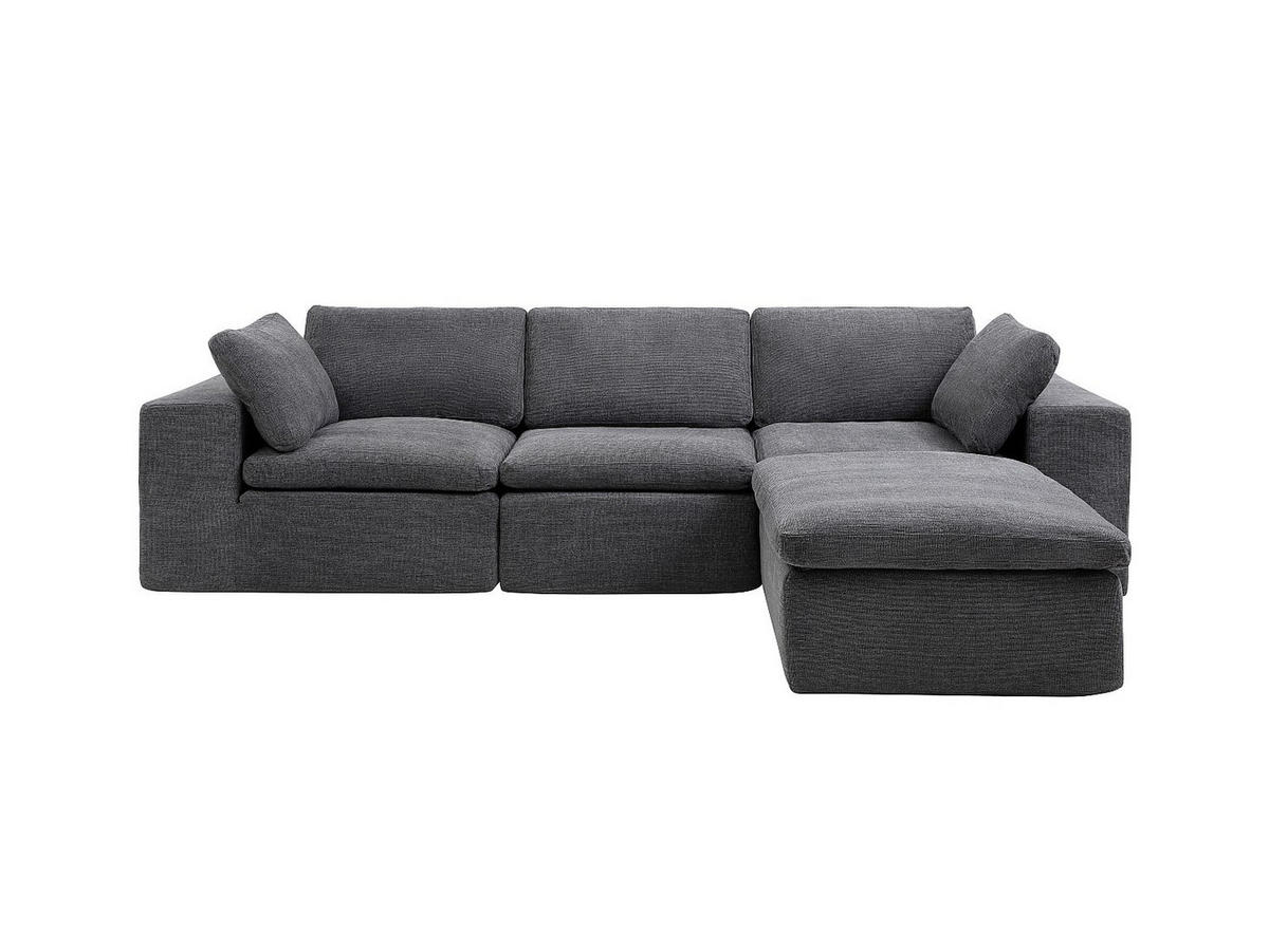 ECKSOFA modulbar - Stoff Anthrazitgrau - CORTOLINE - Anthrazit, Textil (304/199cm) - Vente-Unique