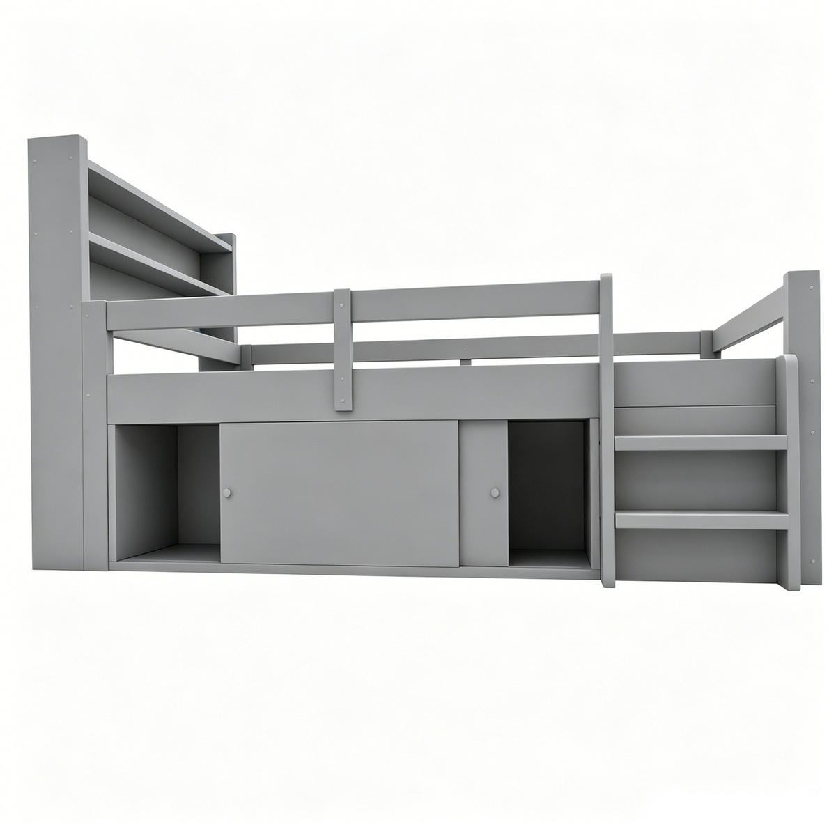 HOLZBETT 90/200 cm DE-32638 mit LED und Stauraum Grau - Grau, Holz (90/200cm) - ComfortXL