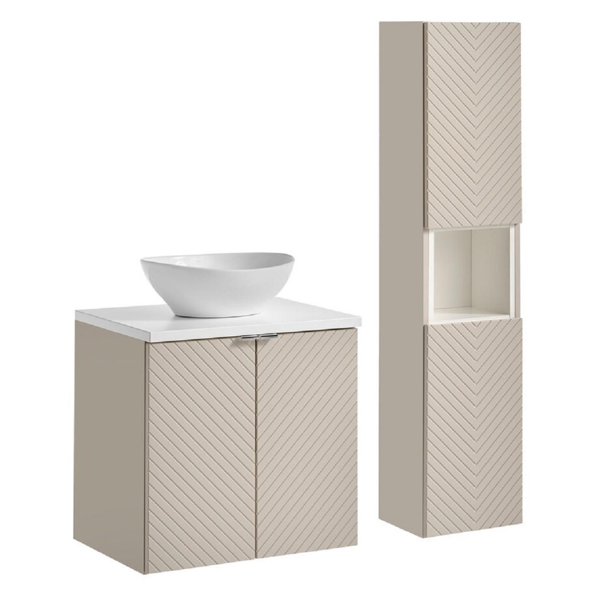 XXXLutz Badmöbel-Set Kaschmir, Weiß 60x57x40 cm