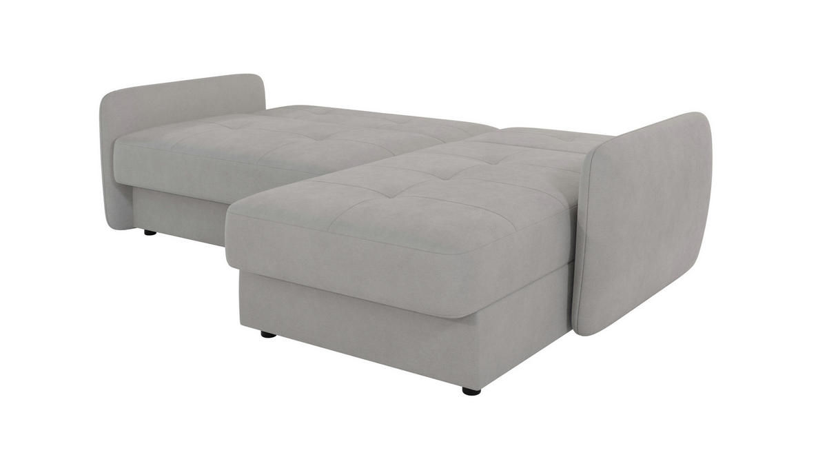 ECKSOFA Lupo Silber Mikrofaser - Silberfarben/Schwarz, Holz/Kunststoff (232/147cm) - S-Style Möbel