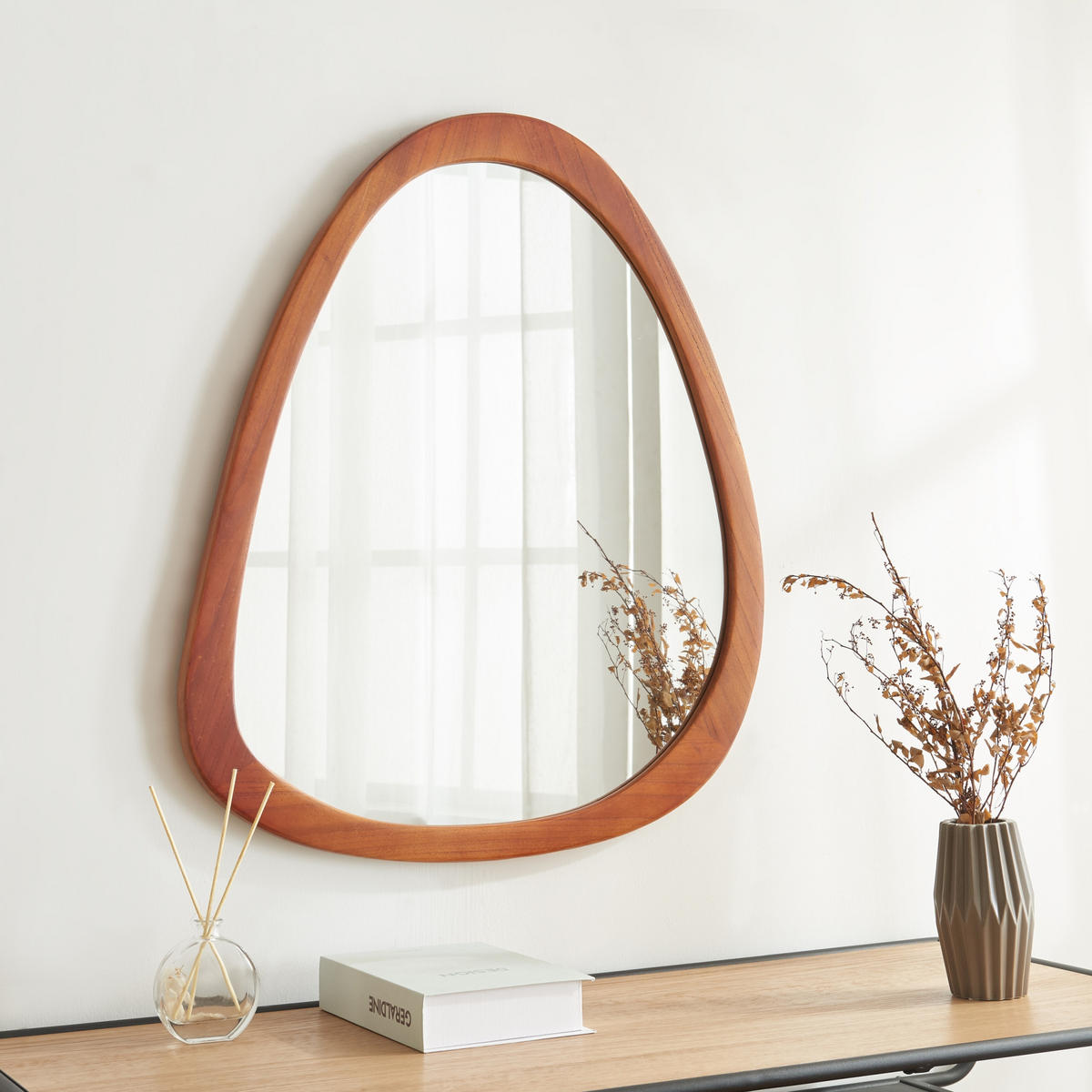 WANDSPIEGEL Jomala - Braun, Glas/Holz (60/2/70cm) - [en.casa]