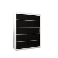 SCHWEBETÜRENSCHRANK 200/150/62 2-türig - Silberfarben/Schwarz, Holz/Kunststoff (150/200/62cm) - Abiks Möbel
