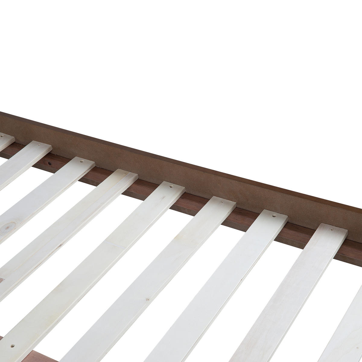 HOLZBETT 160/200 cm Dunkler Holzfarbton Poissy - Dunkelbraun, Holzwerkstoff/Textil (160/200cm) - Beliani