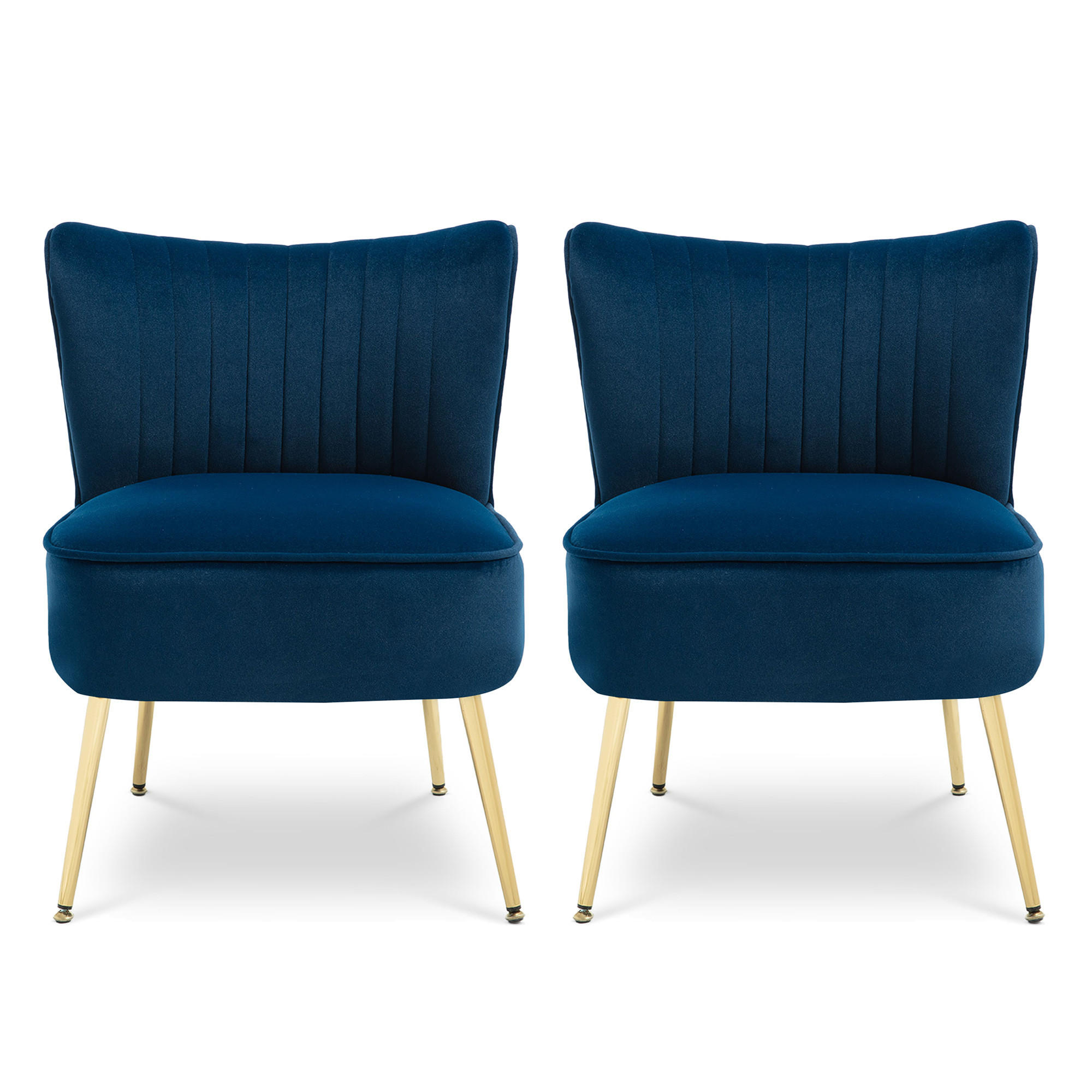 COCKTAILSESSEL 2er-Set Judith aus nachtblauem Samt - Goldfarben/Dunkelblau, Holz/Textil (53.5/72/67.5cm) - Sicaan