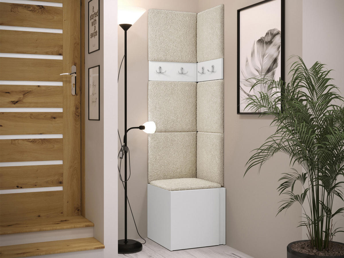 GARDEROBEN-SET Orion XXI - Creme/Weiß, Holzwerkstoff/Kunststoff (42/186/46cm) - MIRJAN24