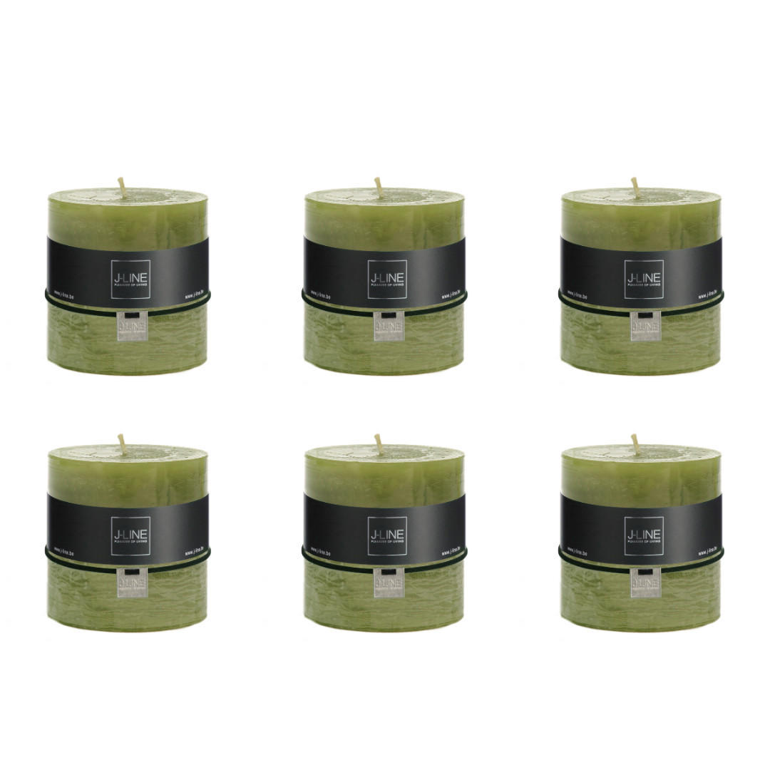 DUFTKERZE ZART - Grün - 64 Std. - 6er set - Olivgrün, Paraffin (10/10cm) - J-Line