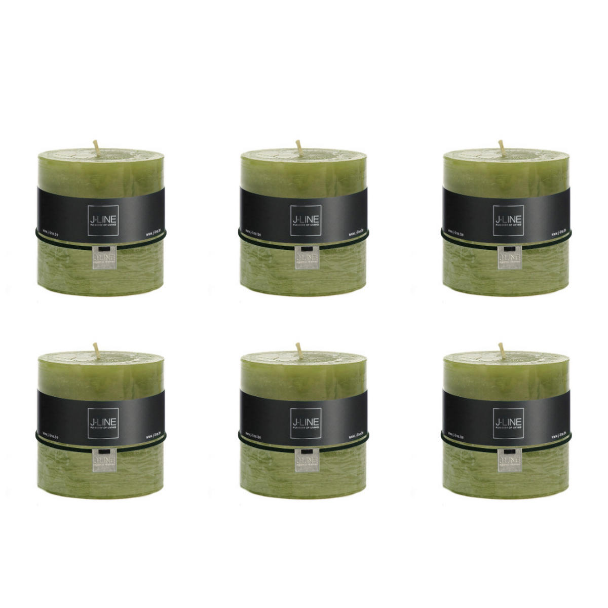 DUFTKERZE ZART - Grün - 64 Std. - 6er set - Olivgrün, Paraffin (10/10cm) - J-Line