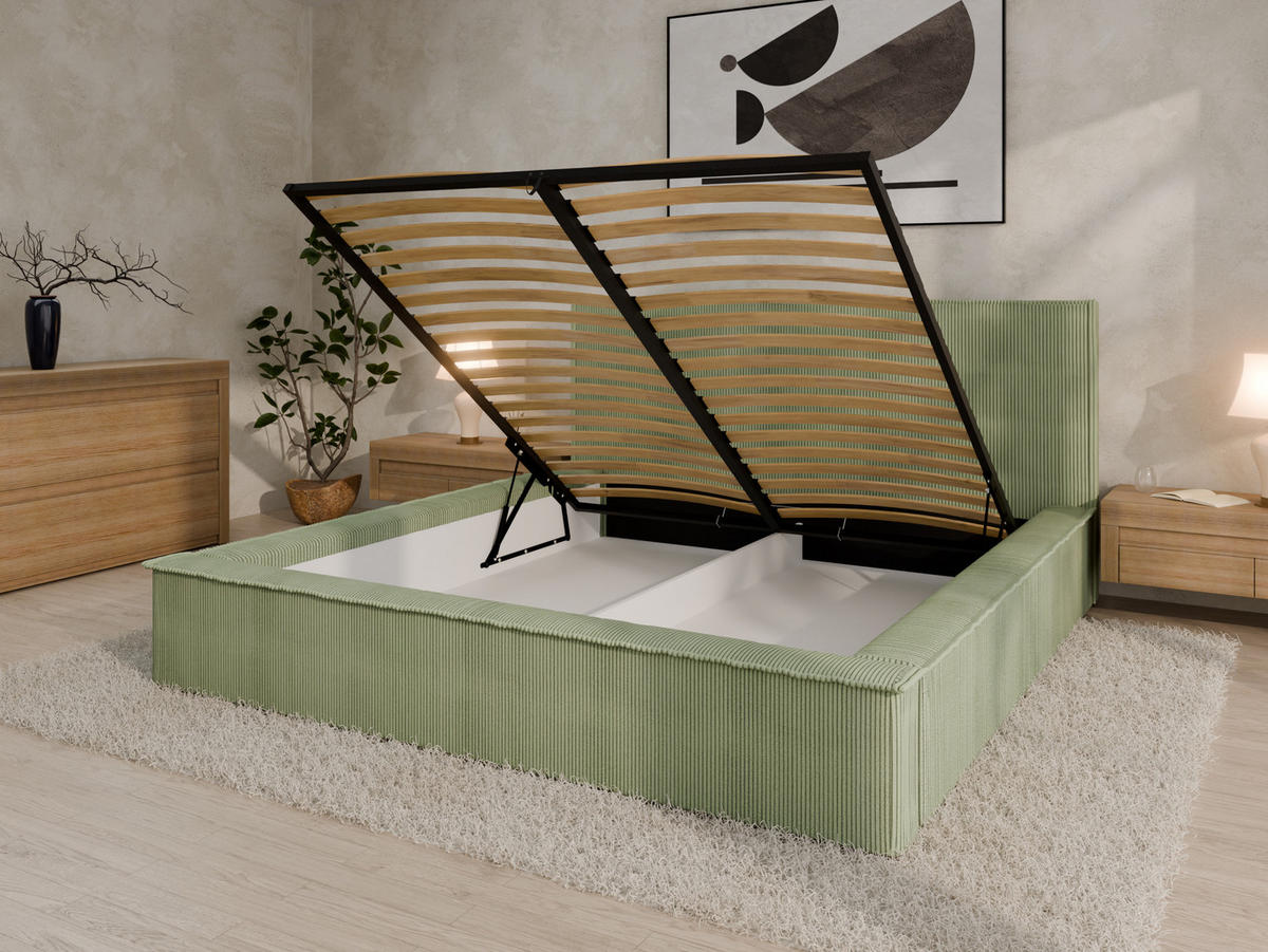 POLSTERBETT SANA 180x200cm Elegantes Polsterbett für modernen Wohnstil , ohne matratze, Grün - Grün, Holz (180/200cm) - Panda Möbel