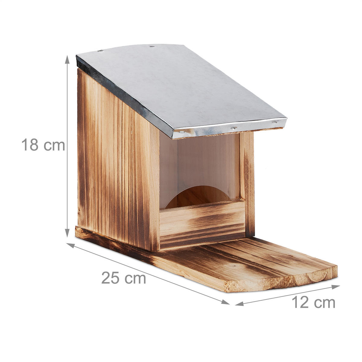 EICHHÖRNCHEN Futterhaus - Braun, Holz/Kunststoff (12/18/25cm) - Relaxdays