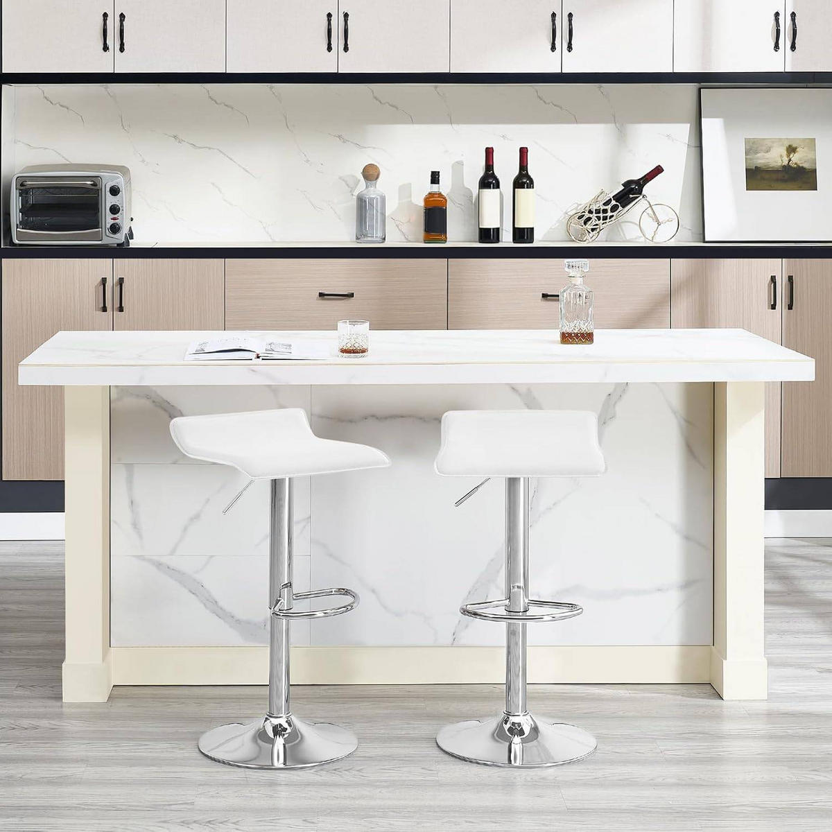 BARHOCKER, Höhenverstellbarer Barstuhl,aus Kunstleder Metall - Weiß, Metall (38.5/84/39.5cm) - Woltu