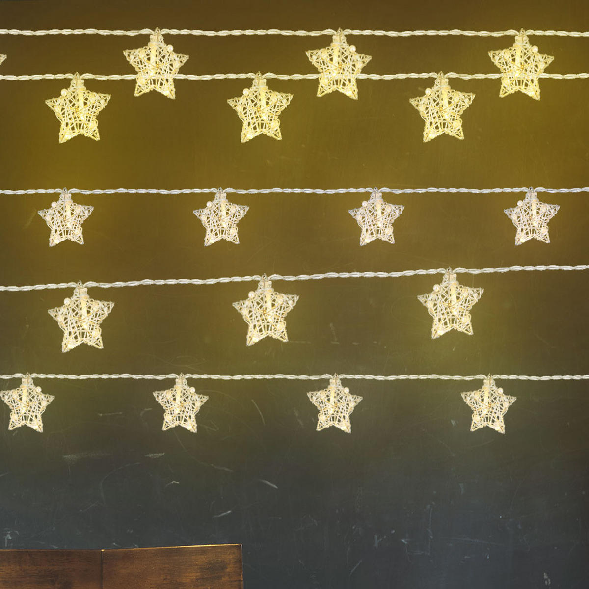 LED Lichterkette Sternen-Design Silber - Silberfarben, Metall (90/5.5/1.5cm) - Globo Lighting