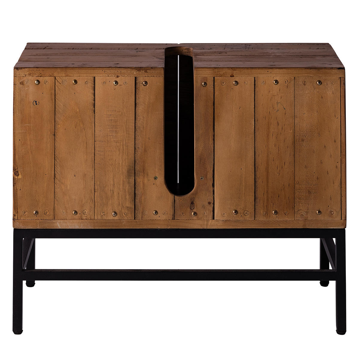 WASCHBECKENUNTERSCHRANK - Pinie massiv / Metall - Pinie Dunkel/ Schwarz - Schwarz/Pinienfarben, Holz/Metall (68/56/32cm) - home24