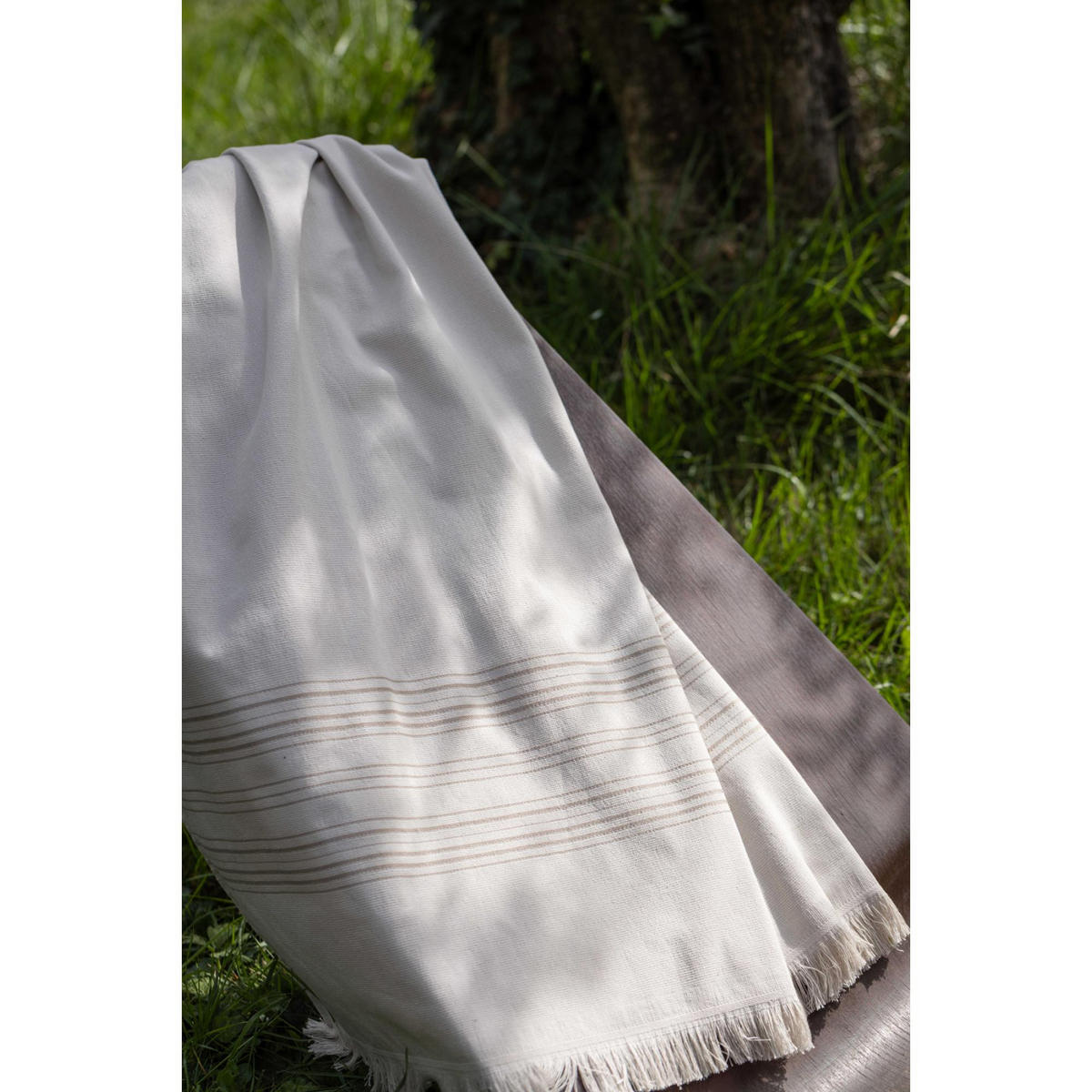 HAMMAM-TUCH Cancun kieselsteingrau 90 x 180 cm - Beige, Textil (90/180cm) - Vivaraise