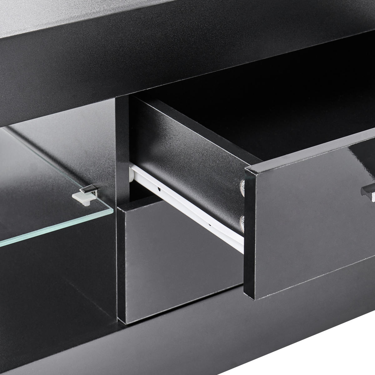 TV-MÖBEL Schwarz Esquimalt - Silberfarben/Schwarz, Holzwerkstoff (150/40/35cm) - Beliani