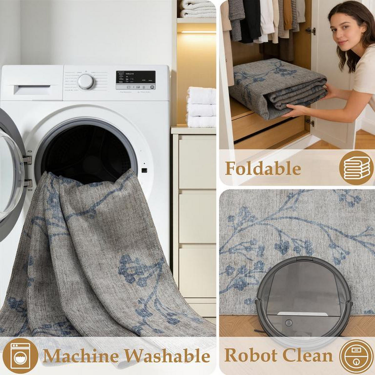 CHENILLE-TEPPICH Script Beige/Blau 200x290 cm - Multicolor, Textil (200/290cm) - Vercai Rugs
