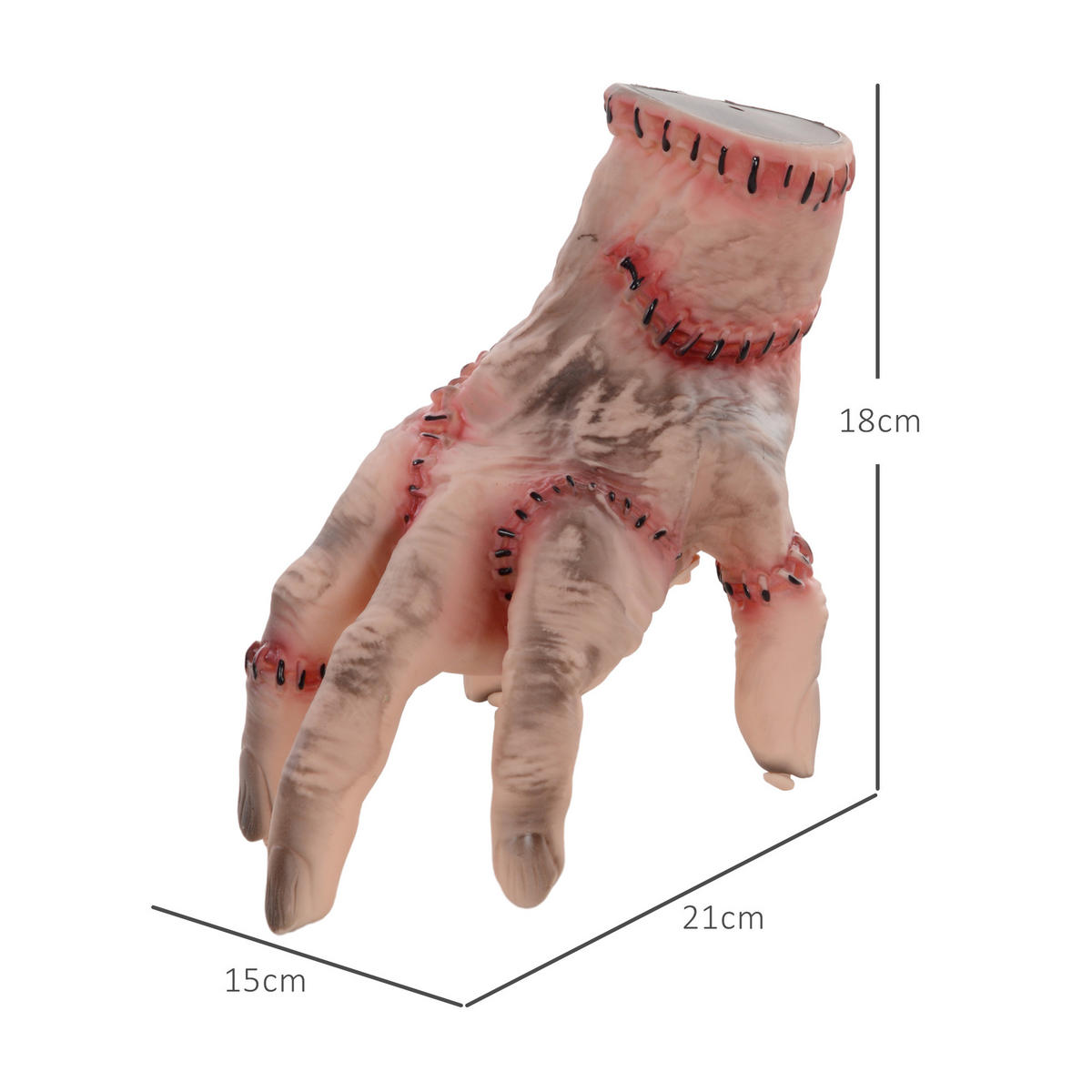 HALLOWEEN DECORATIONS 21cm Realistisches Narbes Händchen mit Aktion-und Soundfunktion - Rot, Kunststoff (15/21/18cm) - HOMCOM