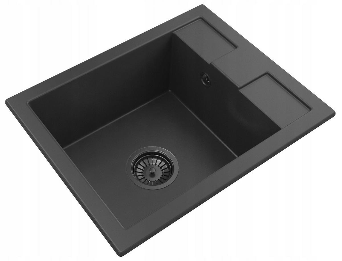 GRANITSPÜLE Best mit Siphon Batterie - Schwarz, Kunststoff/Stein (50/40/18cm) - Granitan