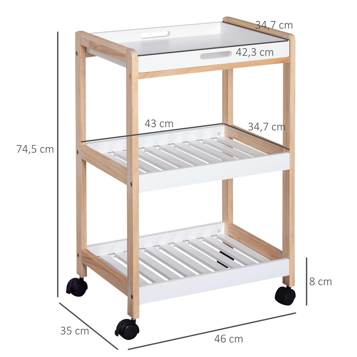 SERVIERWAGEN DE-17082 Weiß - Weiß, Holzwerkstoff (35/745/46cm) - ComfortXL