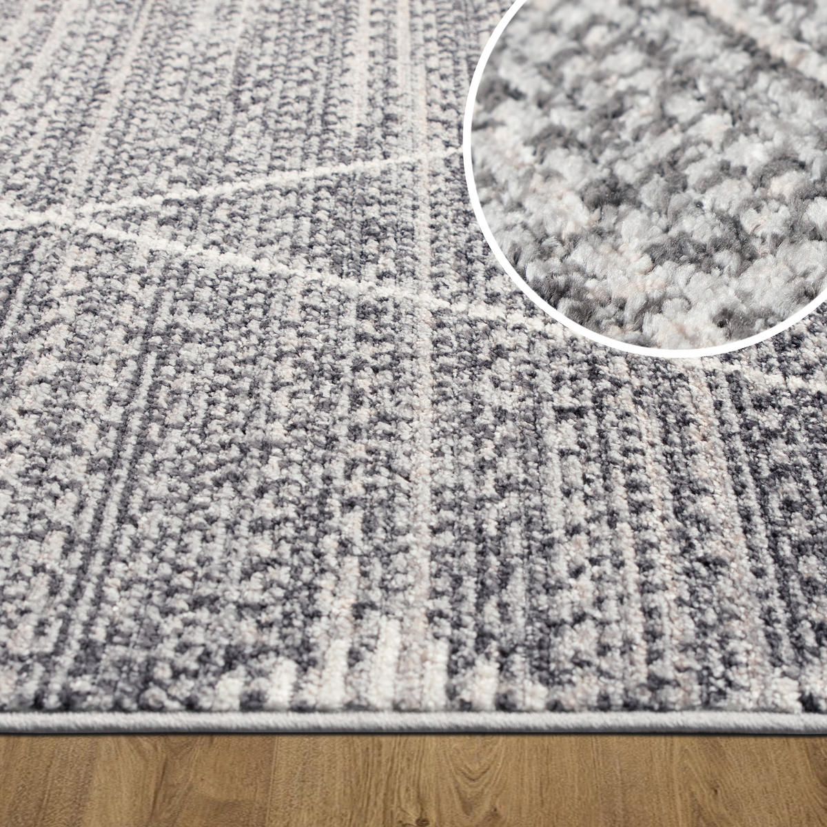 TEPPICH Harmonia Rautenmotiv Hoch-Tief-Effekt grau 160 x 230 cm - Hellgrau/Grau, Kunststoff/Textil (160/230cm) - oKu-Tex