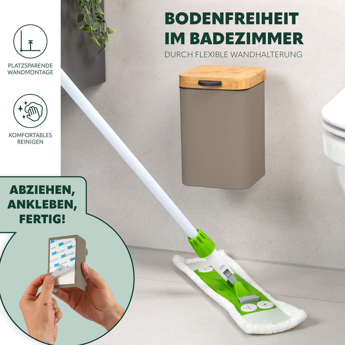 WAND-KOSMETIKEIMER 3 L, eckig, braun - Braun, Metall (16/24/23cm) - bremermann