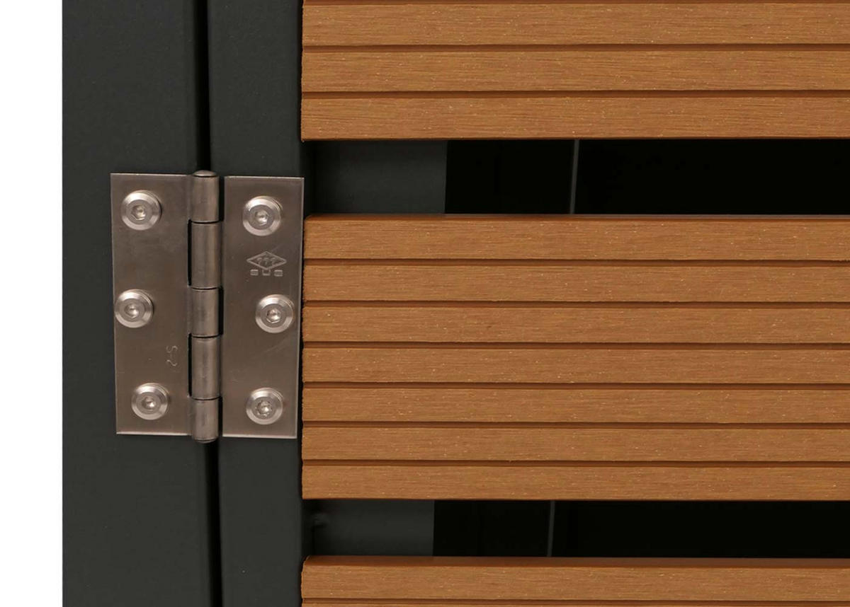 MÜLLTONNENBOX 4er HxBxT 119x264x84cm Teak-Optik WPC Metall 130kg - Teakfarben, Metall (264/119/84cm) - PROREGAL