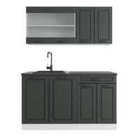 SINGLEKÜCHE R-Line Anthrazit Landhaus/Weiß 140 cm, AP Anthrazit - Dunkelgrau/Anthrazit, Holzwerkstoff (140/81.6/60cm) - Vicco