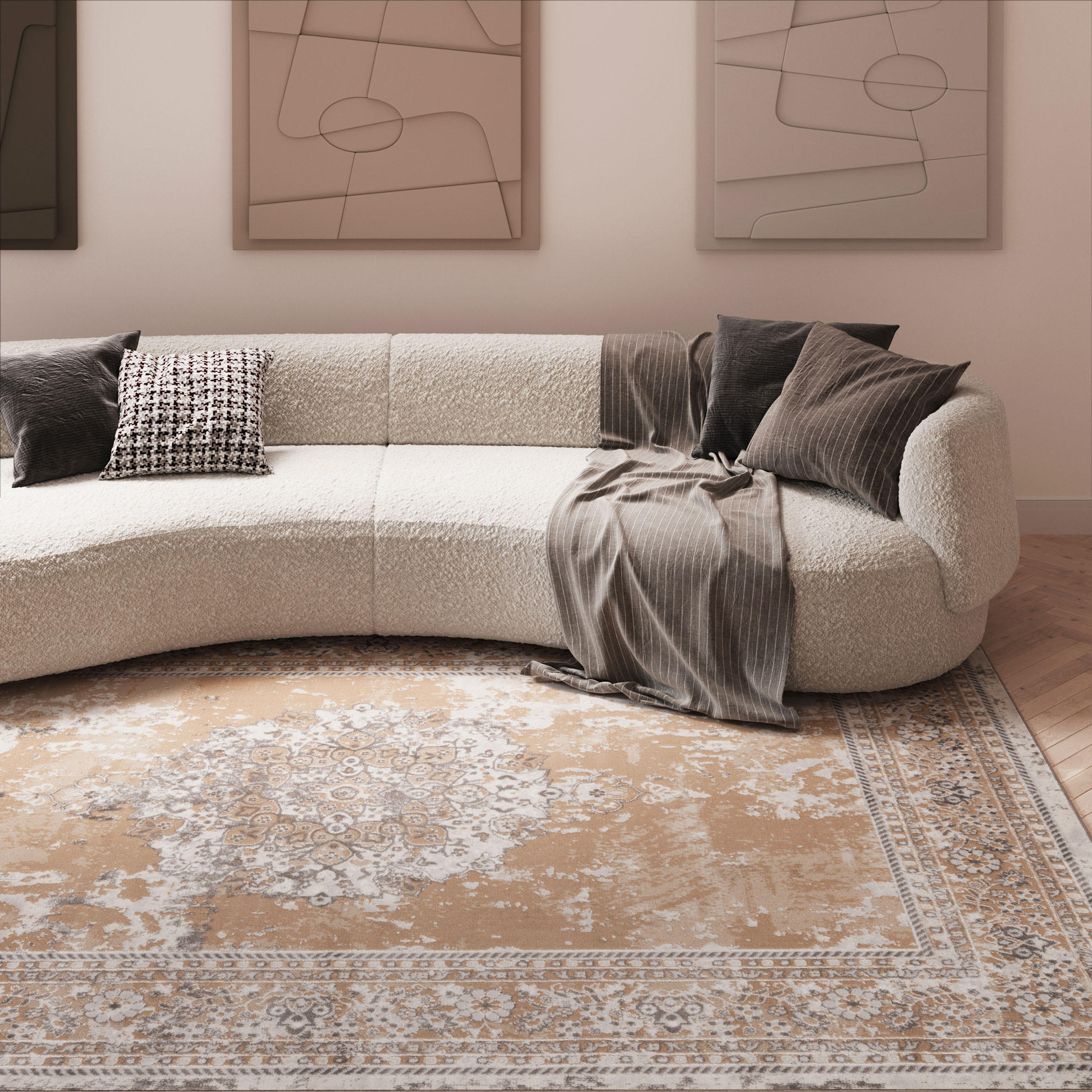 WEBTEPPICH Victoria Beige - Beige, Textil (120/170cm) - Kukoon Rugs