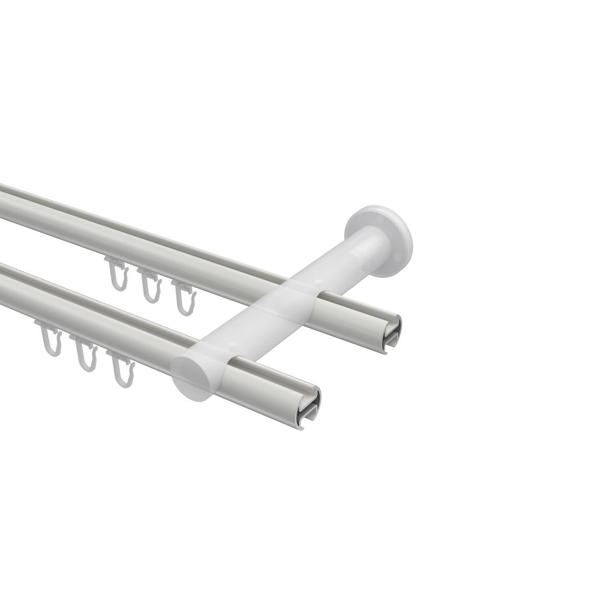 INNENLAUF-GARDINENSTANGEN-SET Platon Luino 280 cm (geteilt in 2 x 140 cm), 2-läufig, 20 mm Ø Weiß - Weiß, Metall (280cm) - INTERDECO