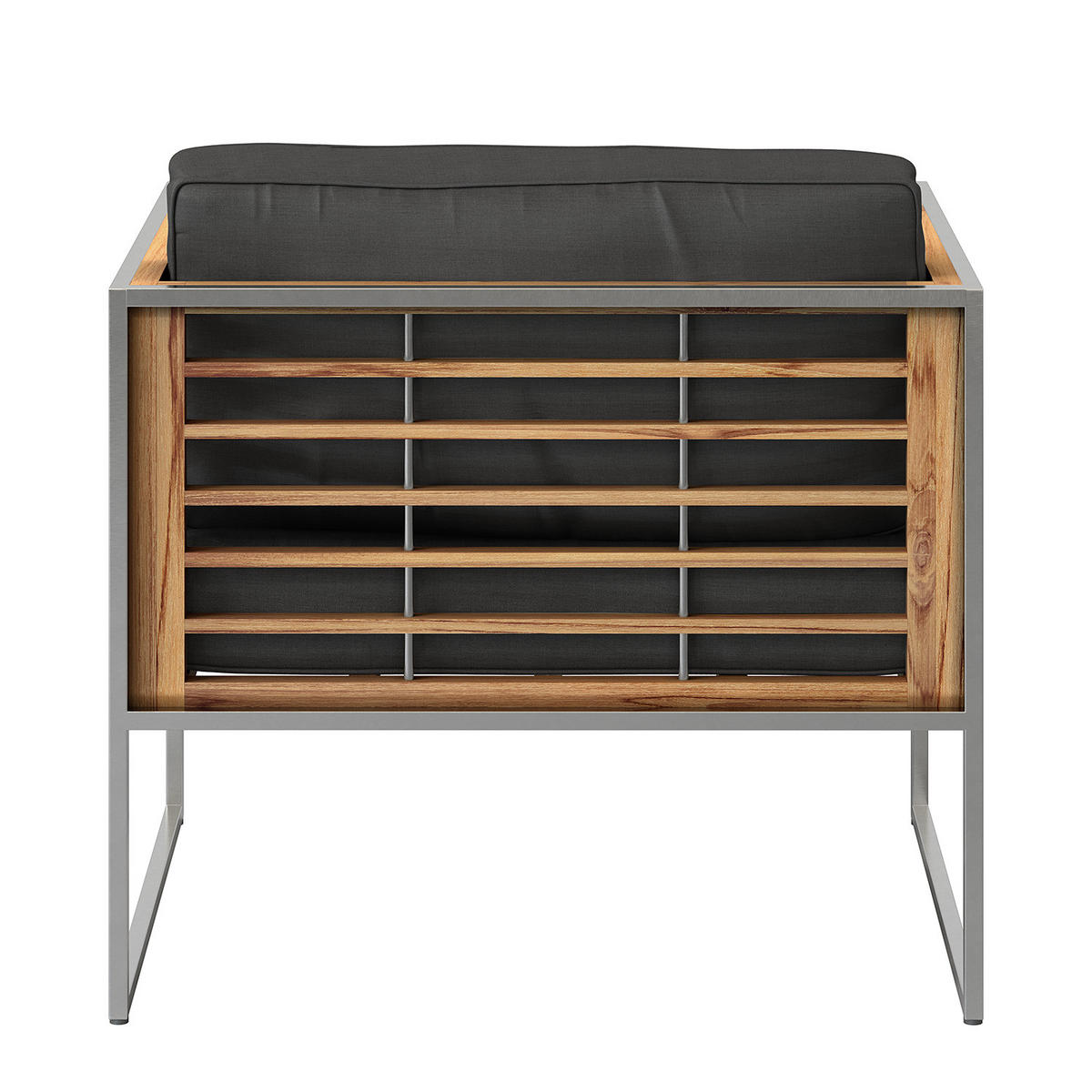 GARTENSESSEL - Webstoff / Teak massiv - Anthrazit, Holz/Textil (83/74/70cm) - home24