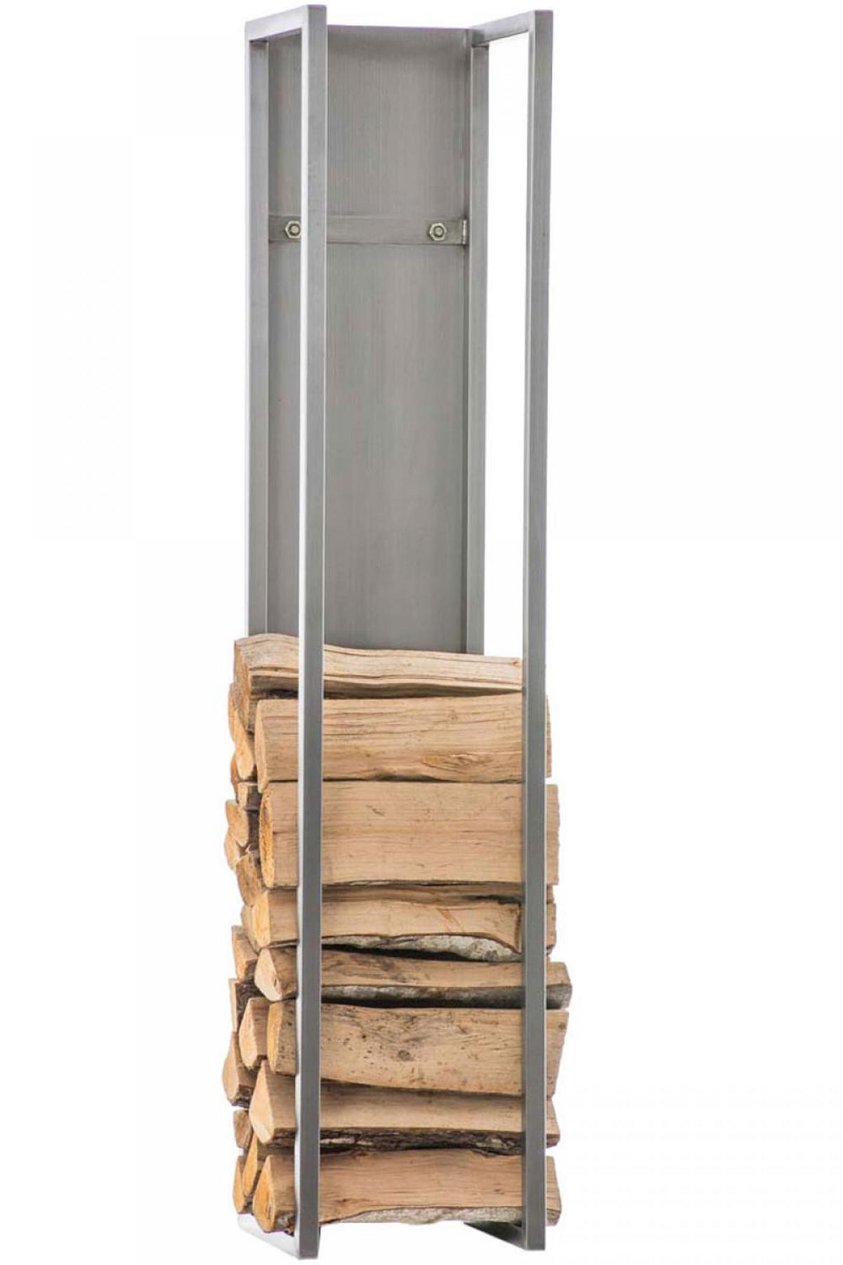 KAMINHOLZREGAL 25/25/80 cm Metall edelstahl - Edelstahlfarben, Metall (25/80/25cm) - CLP