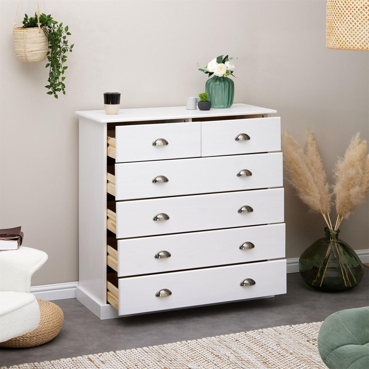 KOMMODE PARIS - Weiß, Holz (91/95/39cm) - IDIMEX