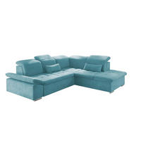 ECKSOFA mit Schlaffunktion mit Bettkasten und verstellbaren Kopf- und Rückenlehnen - Chromfarben/Blau, Textil (240/276cm) - ed exciting design