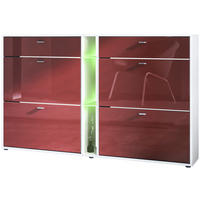 SCHUHSCHRANK Today Fronten in Bordeaux Hochglanz - Bordeaux, Holzwerkstoff (155.5/95/28cm) - Vladon