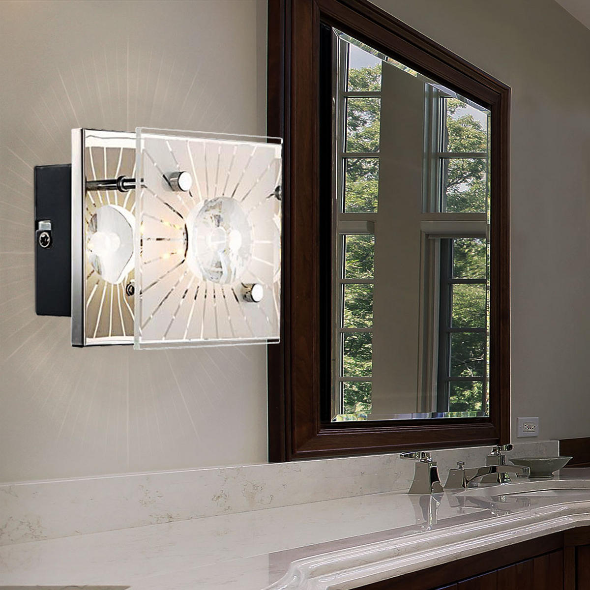 LED WANDLEUCHTE SANTI Kristalloptik Silber - Silberfarben, Glas (11/10/11cm) - Globo Lighting