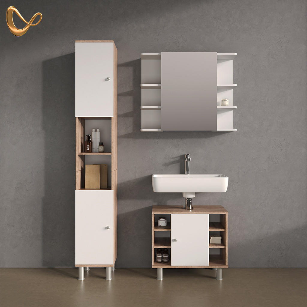 Thumbnail - Livinity® Badschrank, Sonoma Eiche, Holzwerkstoff, 6 Fächer, Quadratisch, 30x190x30 cm, Badezimmer, Badezimmerschränke, ...