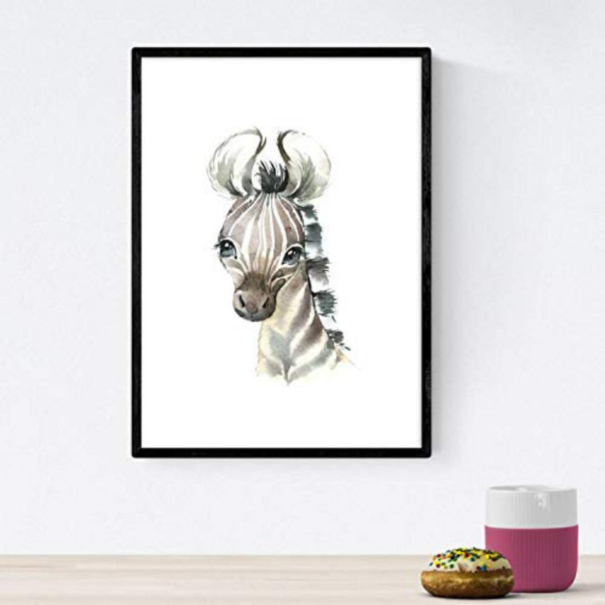 POSTER Set mit 4 Karte Zebra Pferd und Hirsch A4 Rahmenlos - Klar, Papier (29.7/3cm) - Nacnic