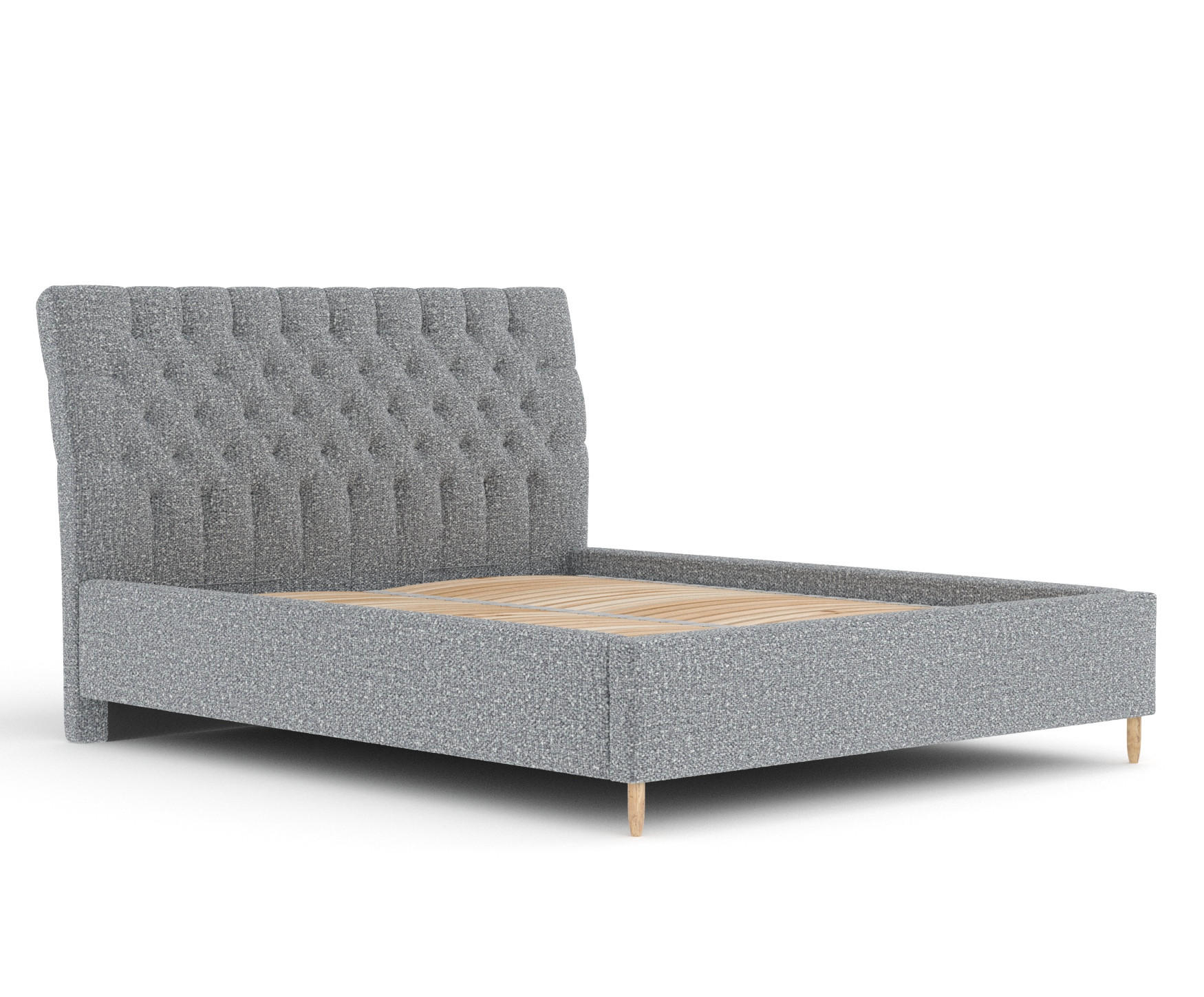 POLSTERBETT Vezzola Grau 120/200 cm im Plüsch-Stoff - Naturfarben/Grau, Holz/Holzwerkstoff (120/200cm) - Maison de Reve