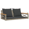 HÄNGEBANK mit Kissen Grau 109x62x40 cm Poly Rattan - Grau, Holz (109/40/62cm) - furnicato