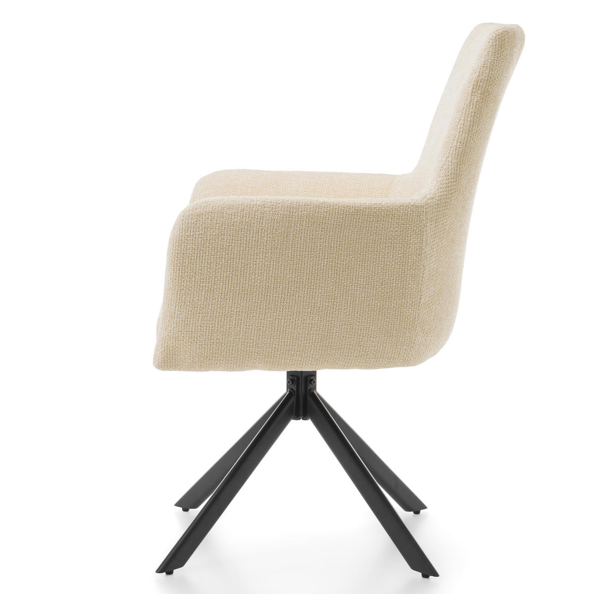 STUHL TITO gepolstert mit Steppung - hellbeige - Chenille - Beige/Schwarz, Textil/Metall (60/93/64cm) - NEW HOME