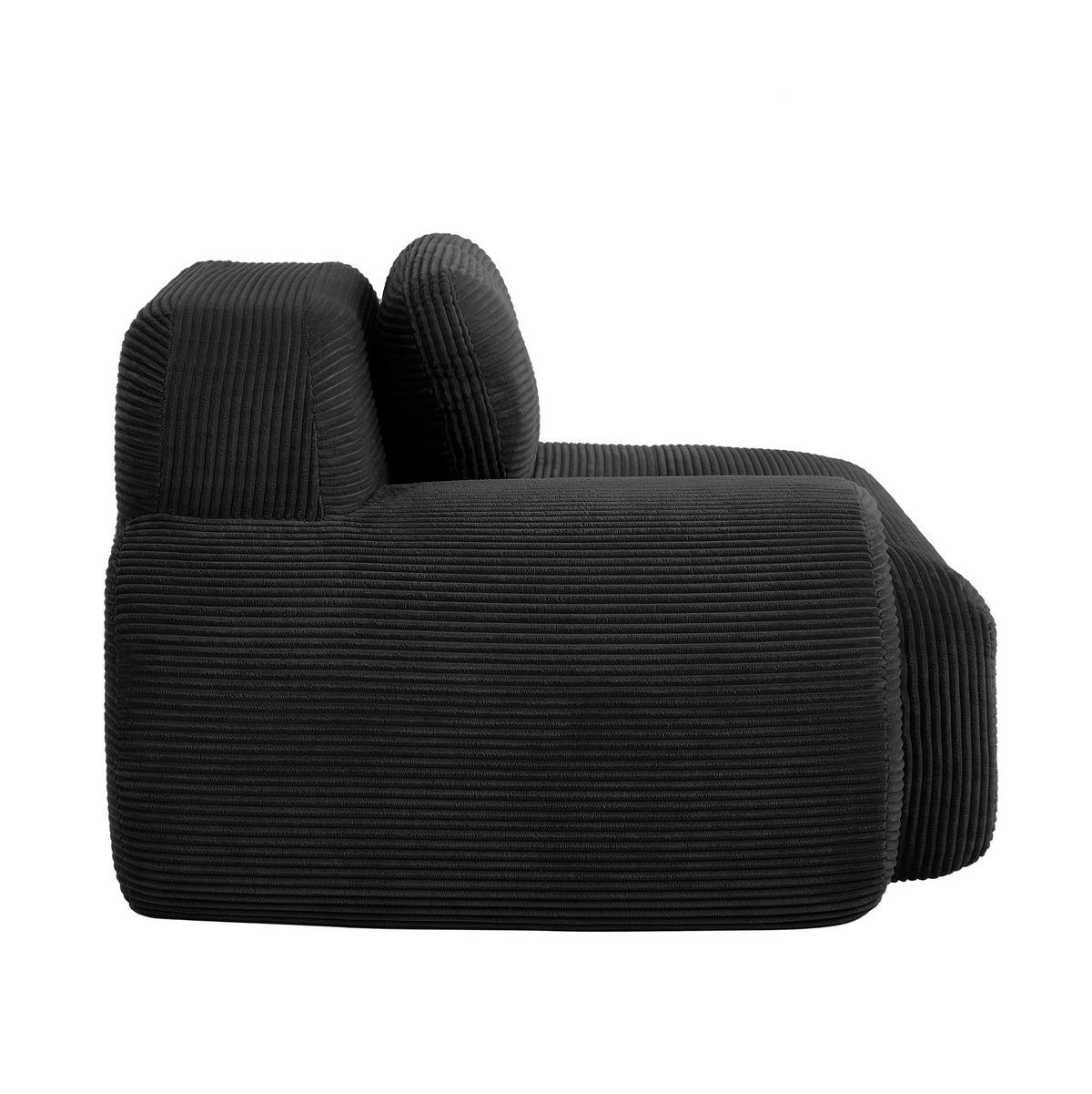 ECKSOFA 104/103/75 cm schwarz aus Cord modular und montagefrei - Schwarz, Textil (103/104cm) - OKWISH