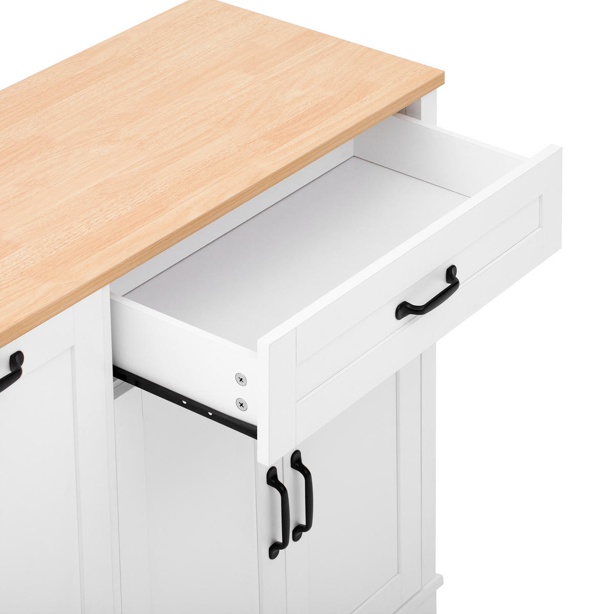 SIDEBOARD in Weiß Buffet mit 3 Türen und Schublade für Esszimmer, Wohnzimmer und Küche, B115/T40/H87 cm - Weiß, Holzwerkstoff/Metall (115/87/40cm) - STILVORA