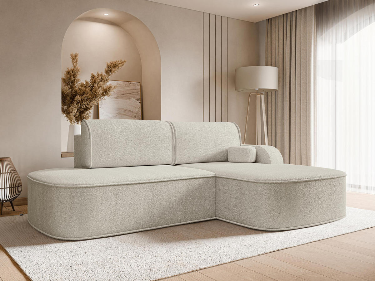 ECKSOFA Koro, Seite: Rechts - Beige/Schwarz, Holz/Kunststoff (256/177cm) - MIRJAN24