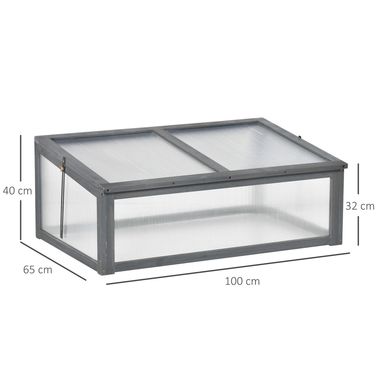 FRÜHBEET Holz 100 x 65 x 40 cm - Grau, Holz (65/40/100cm) - Outsunny