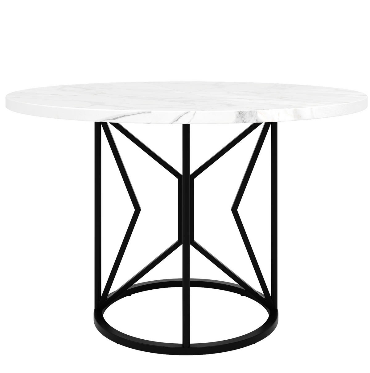 JÍDELNÍ stůl 100/100/76 cm černý z MDF a kovu s mramorovým dekorem - bílá/černá, kompozitní dřevo (100/100/76cm) - OKWISH