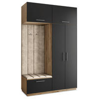 GARDEROBENSCHRANK REMA 150/240/60 cm Modern Eiche Wotan - Eiche Wotan/Schwarz, Holzwerkstoff (150/240/60cm) - MASSENO