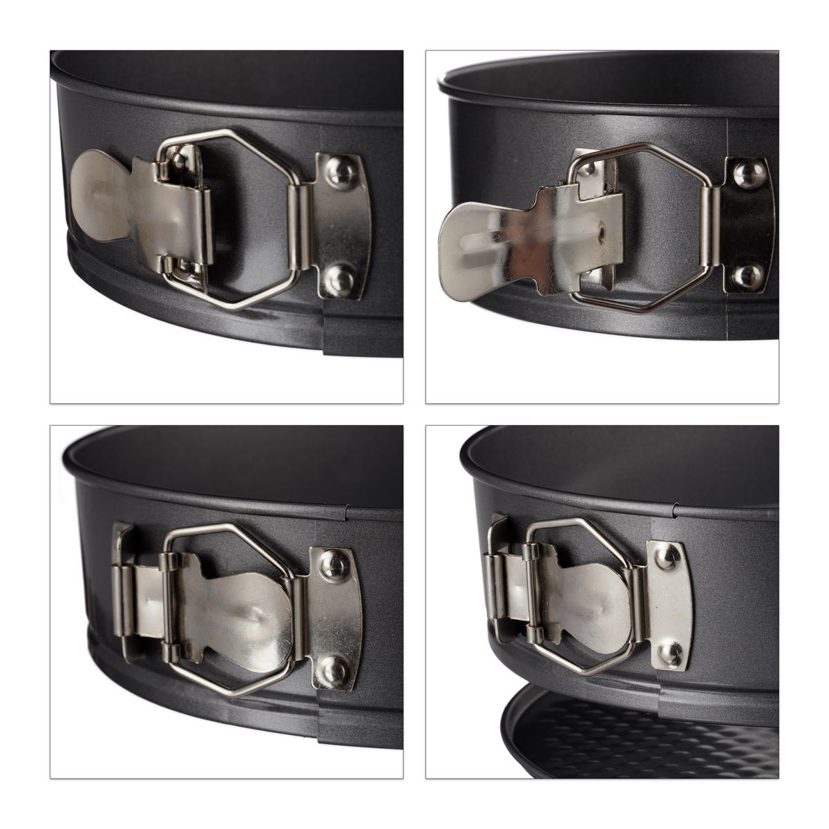 4-TLG.SPRINGFORM-SET - Schwarz, Metall (28/6.5/28cm) - Relaxdays