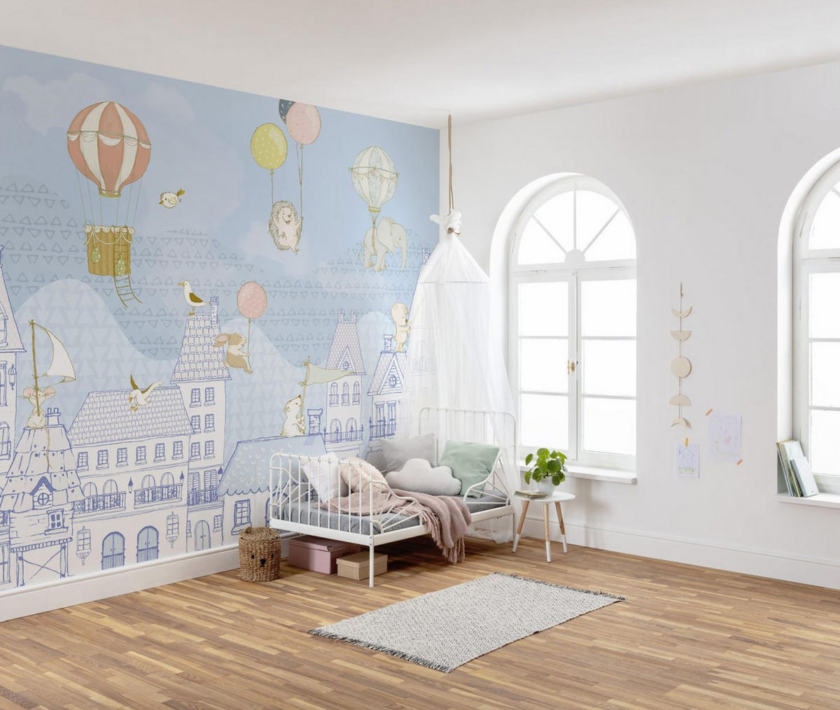 FOTOTAPETE Heißluftballons 350 x 250 cm - Blau, Papier (350/250cm) - Sanders & Sanders