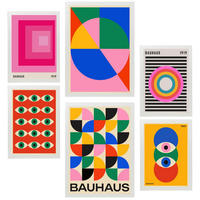 POSTER Set Mit 6 Bauhaus – Geometrische Formen In Leuchtenden Farben A3 & A4 Weißer Rahmen - Weiß, Papier (29/3cm) - Nacnic